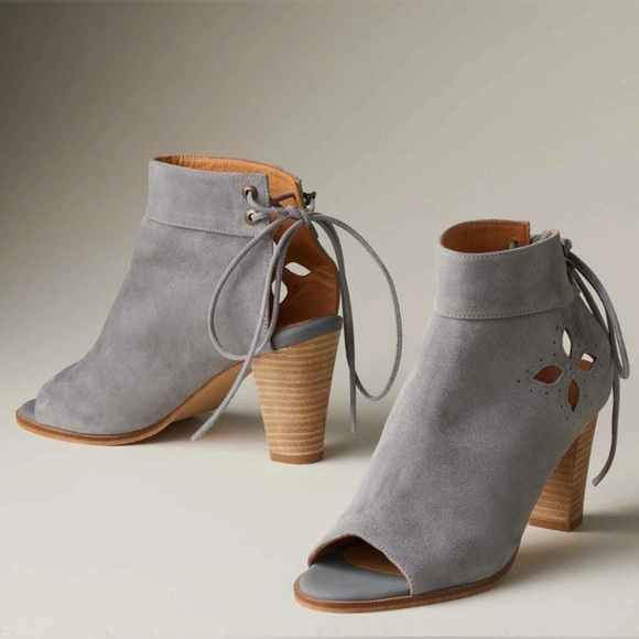 Sundance Shoes - Sundance Stormy Peep Toe Heel Cut Out Blue Grey Suede Catalog 40 Womens 9.5